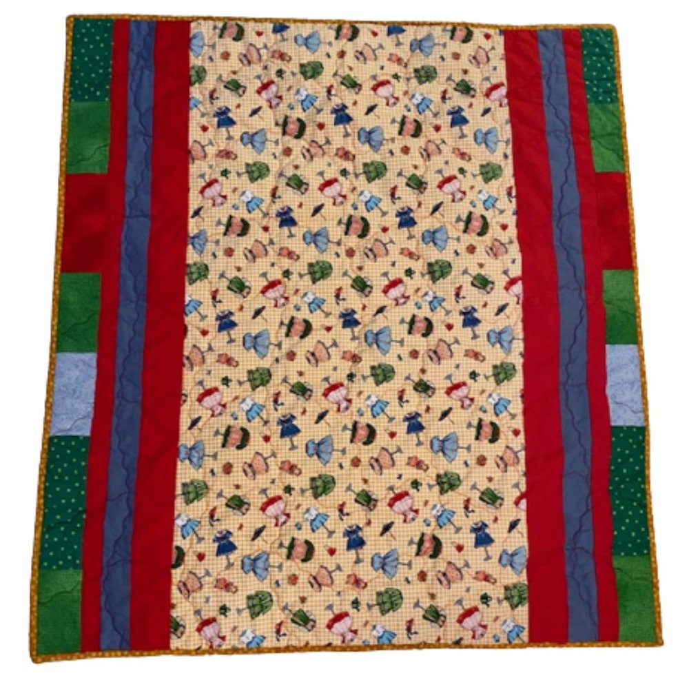 Baby Toddler Quilt Colorful Handmade Flannel Backing Baby Girl Shower Gift
